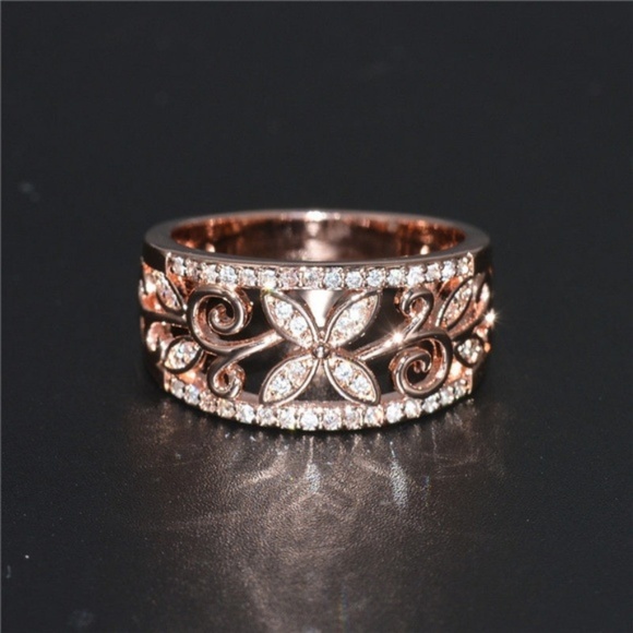 New Rose Gold Filled White Sapphire Ring - Picture 2 of 3